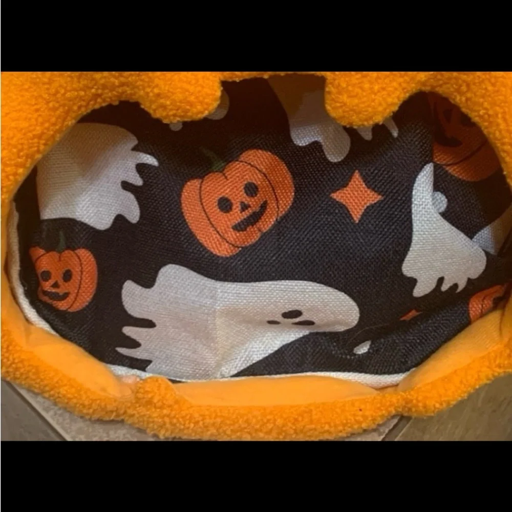 Cozy Halloween Pumpkin Pet Bed Plush, Thickened Warmth For Cats & Small Dogs